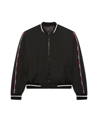 GCDS Bomber Uomo B2EM0903MA0 AI 25/26 con colletto e bande laterali con logo 99 BLACK