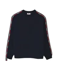 GCDS Felpa Uomo B2EM1501JD1 AI 25/26 cotone con stripes logata 77 BLUE