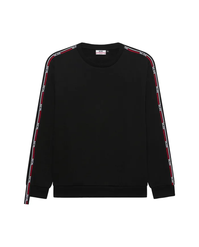 GCDS Felpa Uomo B2EM1501JD1 AI 25/26 a girocollo con bordino logato 99 BLACK