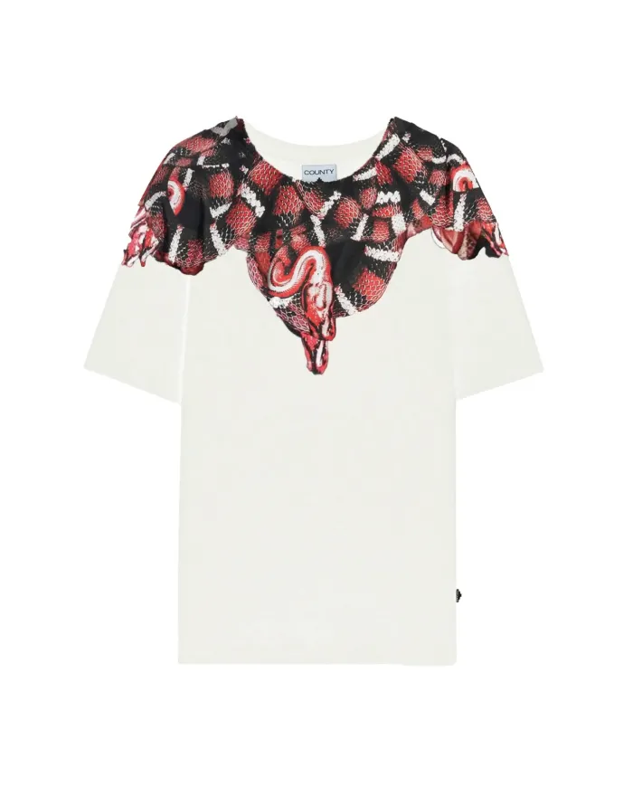 COUNTY OF MILAN T-shirt Uomo F5CAMATH033 AI 25/26 cotone regular con stampa serpente 013 CREMA/CREAM