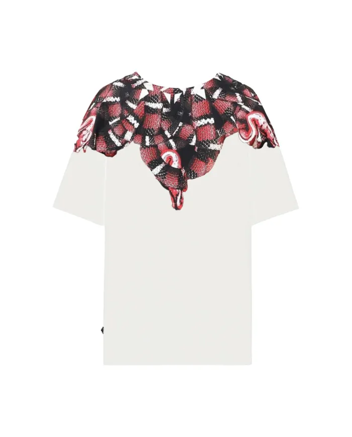 COUNTY OF MILAN T-shirt Uomo F5CAMATH033 AI 25/26 cotone regular con stampa serpente 013 CREMA/CREAM