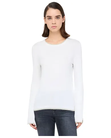 LIU JO Maglia Donna MF5226MS49I AI 25/26 girocollo con dettagli lurex 10701 BIANCO LANA