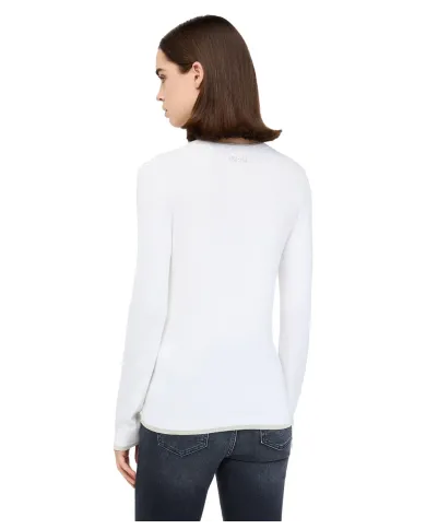 LIU JO Maglia Donna MF5226MS49I AI 25/26 girocollo con dettagli lurex 10701 BIANCO LANA