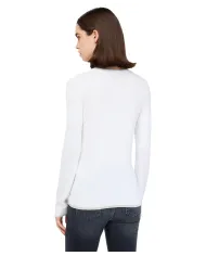 LIU JO Maglia Donna MF5226MS49I AI 25/26 girocollo con dettagli lurex 10701 BIANCO LANA