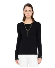 LIU JO Maglia Donna MF5226MS49I AI 25/26 girocollo con dettagli lurex 22222 NERO