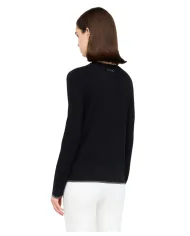 LIU JO Maglia Donna MF5226MS49I AI 25/26 girocollo con dettagli lurex 22222 NERO