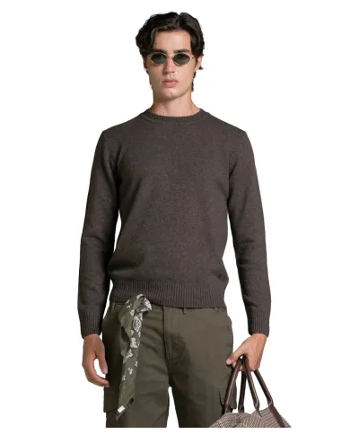 IMPURE Maglia Uomo CHARLIE WN8 AI 25/26 girocollo basico in lana 29 BROWN