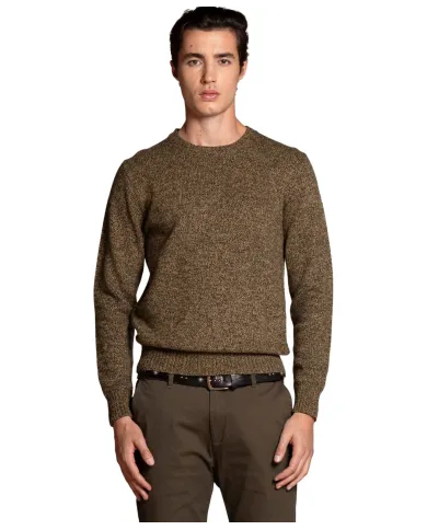 IMPURE Maglia Uomo DUKE WN7 AI 25/26 a girocollo moulinè effetto mélange 29 BROWN