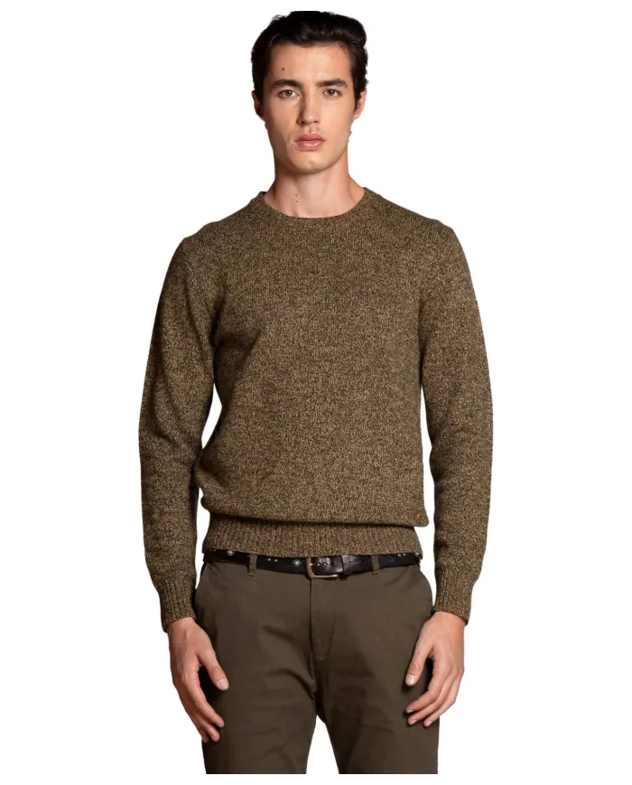 IMPURE Maglia Uomo DUKE WN7 AI 25/26 a girocollo moulinè effetto mélange 29 BROWN