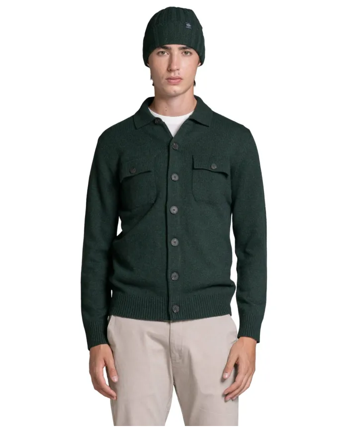 IMPURE Overshirt Uomo ZACK WN8 AI 25/26 con colletto e tasche frontali 04 DK.GREEN