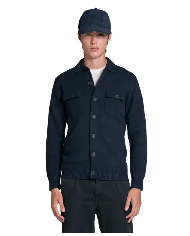 IMPURE Overshirt Uomo ZACK WN8 AI 25/26 con colletto e tasche frontali 01 NAVY