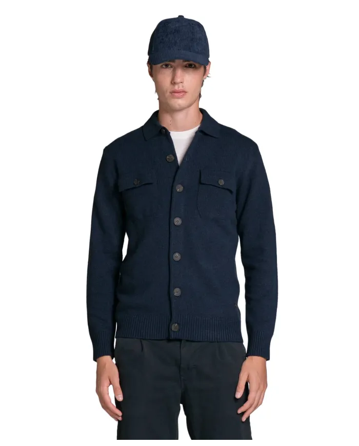IMPURE Overshirt Uomo ZACK WN8 AI 25/26 con colletto e tasche frontali 01 NAVY