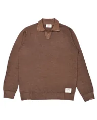 BOB Maglia Uomo ALBERT AI 25/26 lana stile polo con dettagli ricamati 11 LEGNO