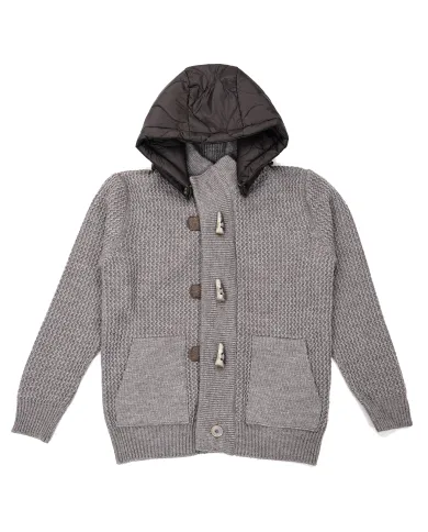 BOB Maglia Uomo ALCATRAZ AI 25/26 lana con cappuccio trapuntato 13 CASTORO