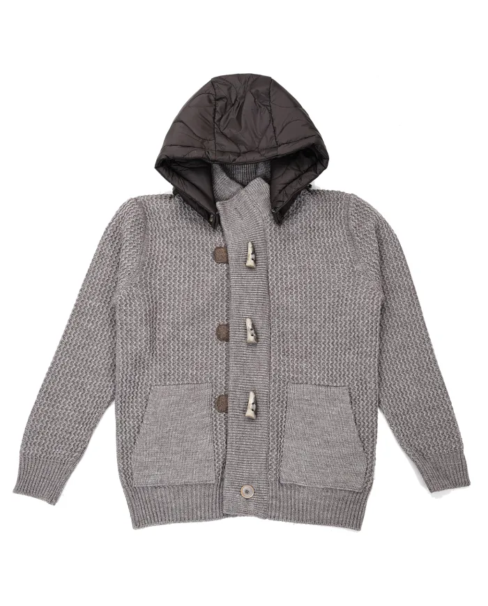 BOB Maglia Uomo ALCATRAZ AI 25/26 lana con cappuccio trapuntato 13 CASTORO