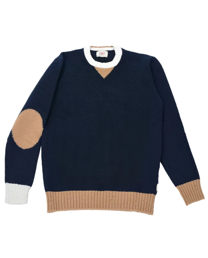 BOB Maglia Uomo BEST AI 25/26 lana regular con bordatura in contrasto 01 BLU