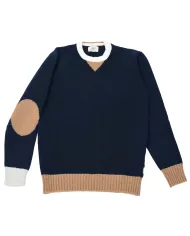 BOB Maglia Uomo BEST AI 25/26 lana regular con bordatura in contrasto 01 BLU