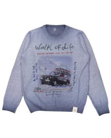 BOB Maglia Uomo BRISTOL AI 25/26 lana con stampa reversibile 01 BLU