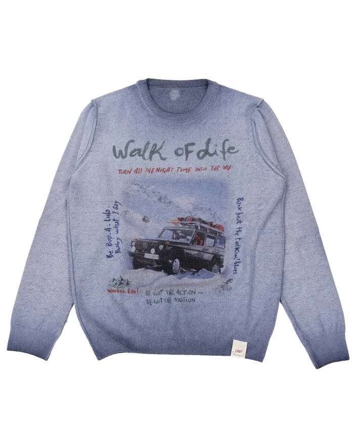 BOB Maglia Uomo BRISTOL AI 25/26 lana con stampa reversibile 01 BLU