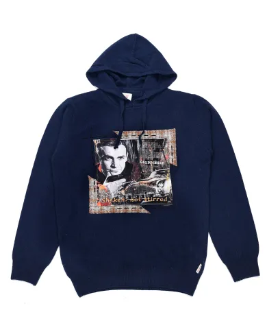 BOB Maglia Uomo BRUCE VR03268 AI 25/26 lana con stampa dotato di cappuccio 01 BLU