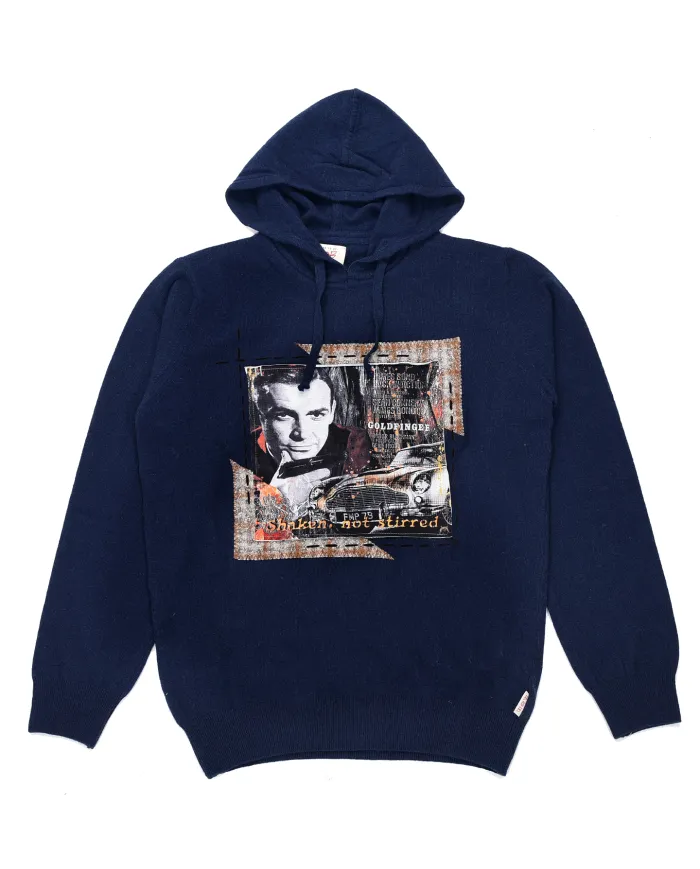 BOB Maglia Uomo BRUCE VR03268 AI 25/26 lana con stampa dotato di cappuccio 01 BLU