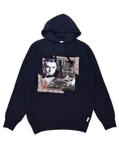 BOB Maglia Uomo BRUCE VR03268 AI 25/26 lana con stampa dotato di cappuccio 02 NAVY