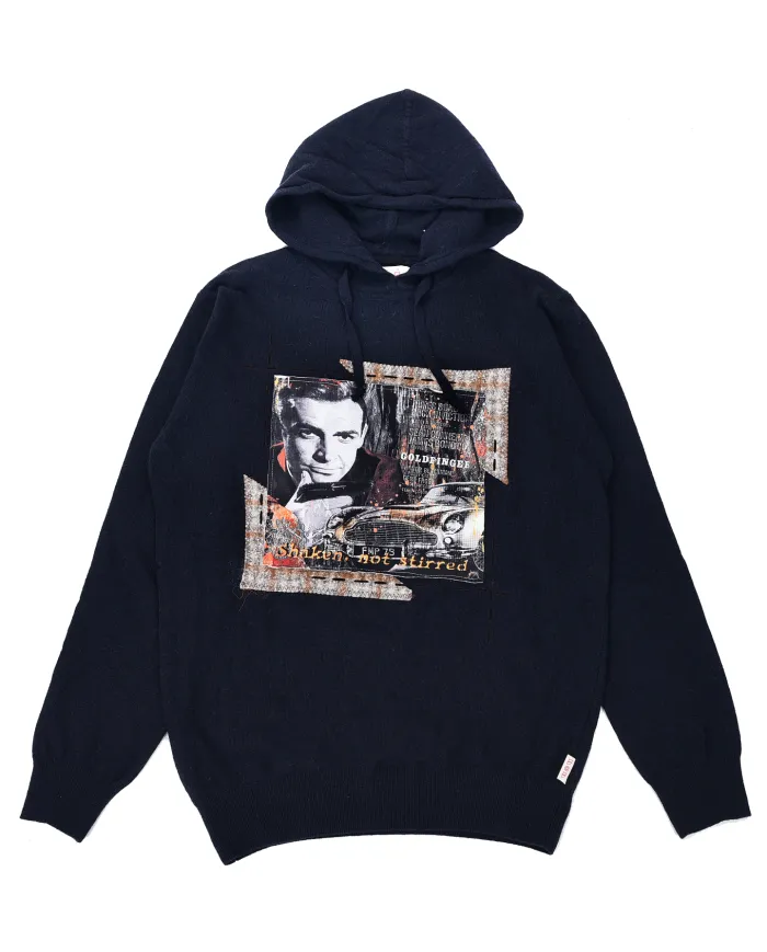 BOB Maglia Uomo BRUCE VR03268 AI 25/26 lana con stampa dotato di cappuccio 02 NAVY