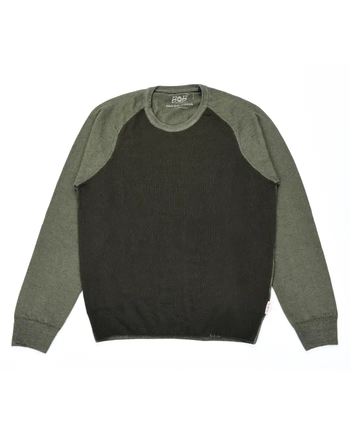 BOB Maglia Uomo CAMERON AI 25/26 slim casual con maniche in contrasto 05 BOSCO