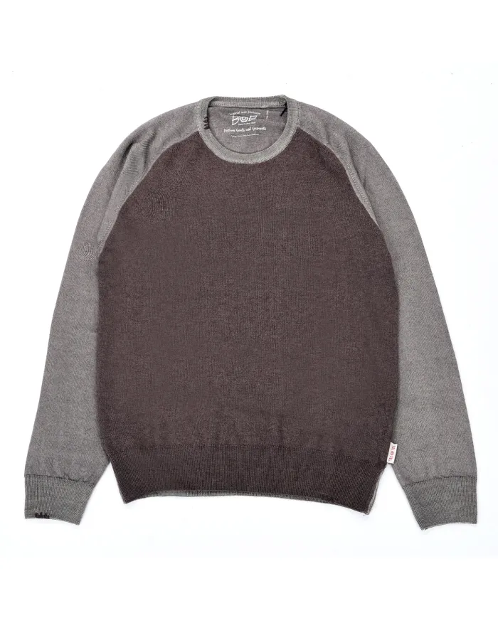 BOB Maglia Uomo CAMERON AI 25/26 slim casual con maniche in contrasto 08 TORTORA