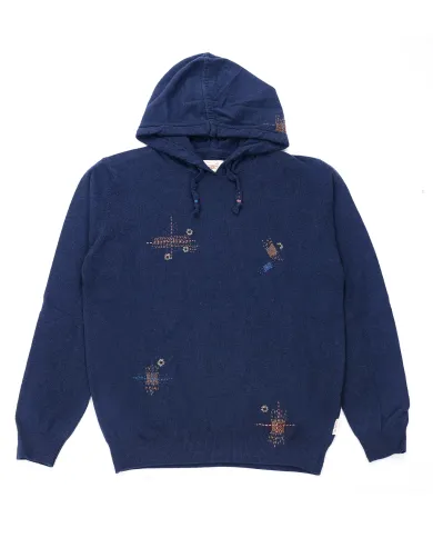 BOB Maglia Uomo CENTRAL R005 AI 25/26 lana con cappuccio fisso 01 BLU