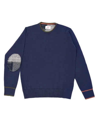 BOB Malgia Uomo DAVIN AI 25/26 lana con dettaglio toppe applicate 01 BLU