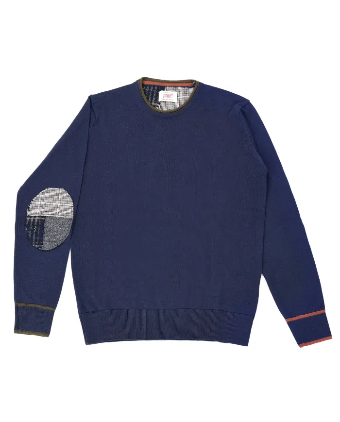 BOB Malgia Uomo DAVIN AI 25/26 lana con dettaglio toppe applicate 01 BLU