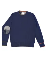 BOB Malgia Uomo DAVIN AI 25/26 lana con dettaglio toppe applicate 01 BLU