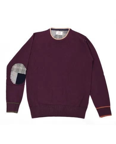 BOB Maglia Uomo DAVIN AI 25/26 lana con dettaglio toppe applicate 16 BORDEAUX