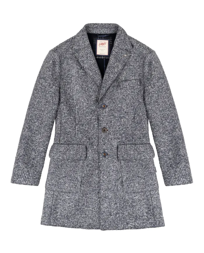 BOB Cappotto Uomo HENRY T184 AI 25/26 lana stile blaze con motivo a quadri 02 BLU