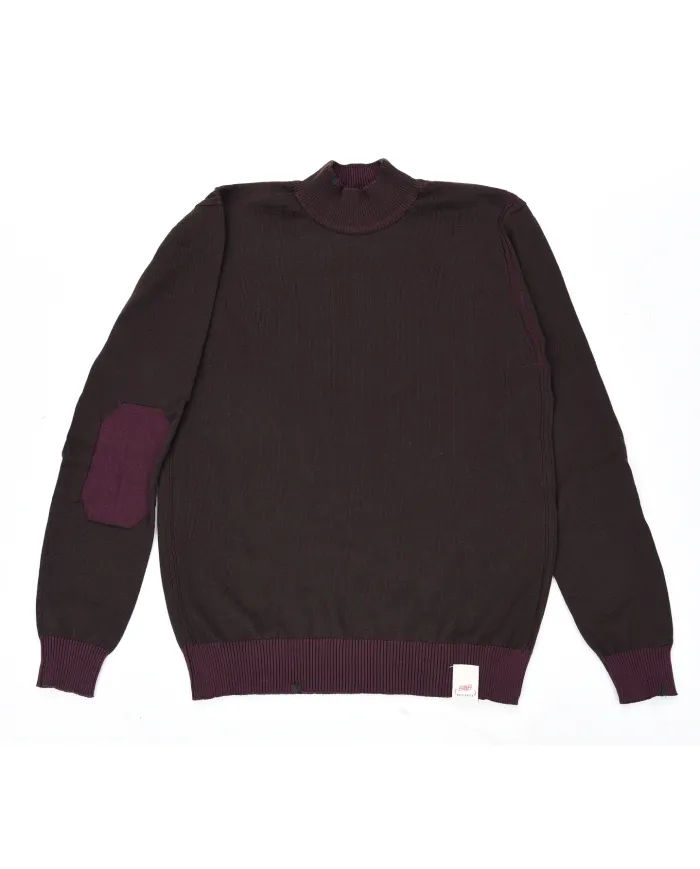 BOB Maglia Uomo LUBE AI 25/26 lana regular reversibile con lupetto 09 MORO/bordeaux