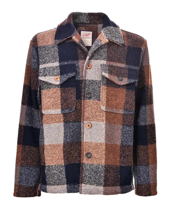 BOB Giubbino Uomo MOODY 141 AI 25/26 lana regular stile camicia a quadrti 01 var 1 grigio/moro