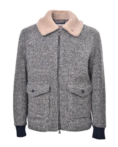 BOB Giubbotto Uomo PAUL 142 AI 25/26 lana stile aviatore con chiusura a zip 03 GRIGIO