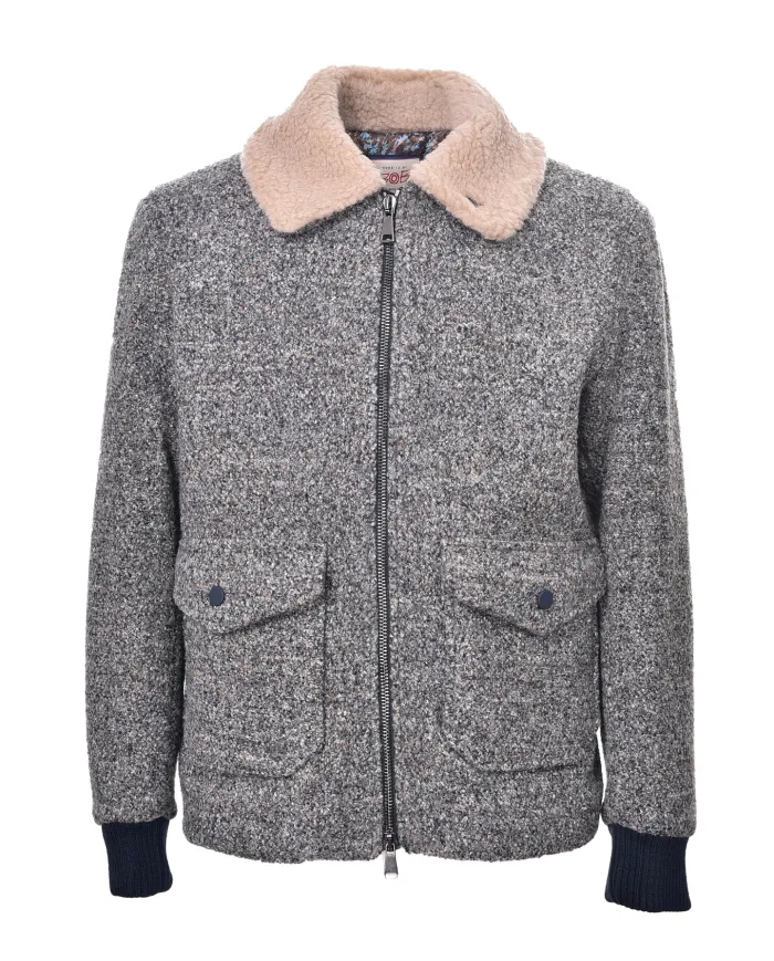 BOB Giubbotto Uomo PAUL 142 AI 25/26 lana stile aviatore con chiusura a zip 03 GRIGIO