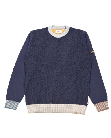 BOB Maglia Uomo ROY AI 25/26 lana tegular con taschino applicato sulla manica 01 BLU