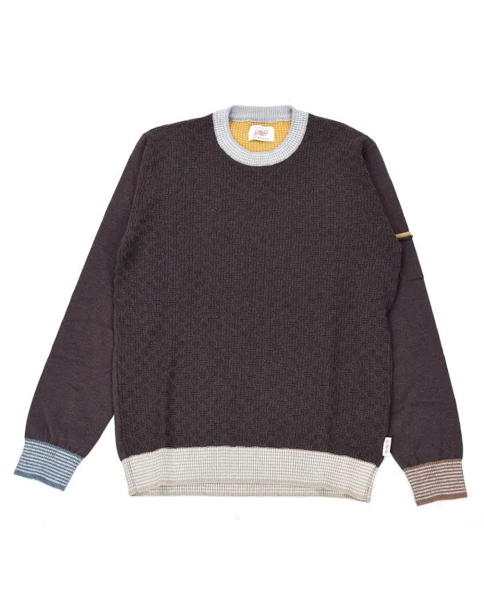 BOB Maglia Uomo ROY AI 25/26 lana tegular con taschino applicato sulla manica 30 CIOCCOLATO