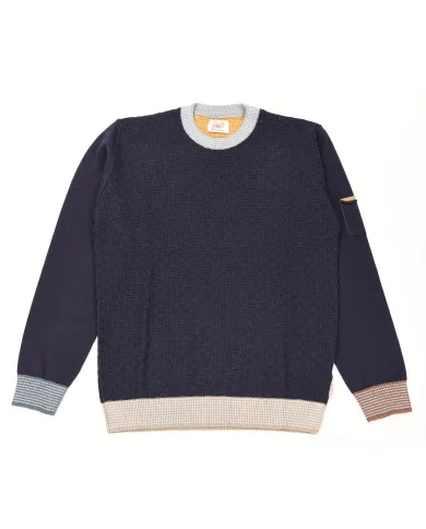 BOB Maglia Uomo ROY AI 25/26 lana tegular con taschino applicato sulla manica 02 NAVY