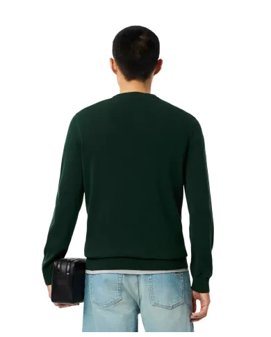 LACOSTE Maglia Uomo AH1985 AI 25/26 cotone regular con ricamo logato YZP VERDE SINOPLE