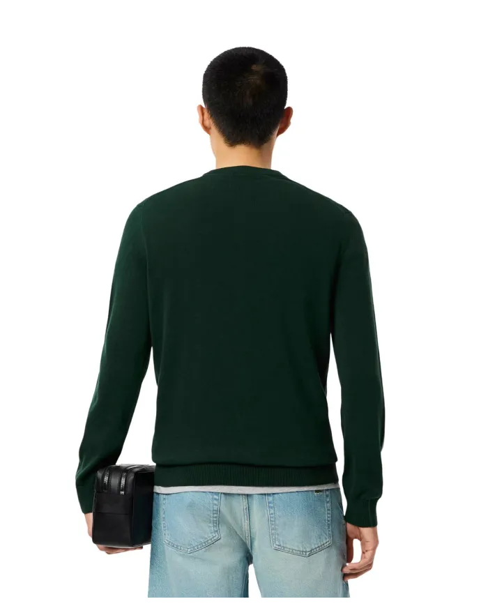 LACOSTE Maglia Uomo AH1985 AI 25/26 cotone regular con ricamo logato YZP VERDE SINOPLE