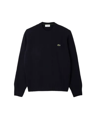 LACOSTE Maglia Uomo AH2916 AI 25/26 Classic Fit a girocollo in jersey di lana cardata 166 BLU NAVY