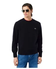 LACOSTE Maglia Uomo AH2916 AI 25/26 Classic Fit a girocollo in jersey di lana cardata 166 BLU NAVY