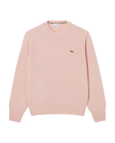 LACOSTE Maglia Uomo AH2916 AI 25/26 Classic Fit a girocollo in jersey di lana cardata 9IG ROSA