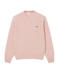 LACOSTE Maglia Uomo AH2916 AI 25/26 Classic Fit a girocollo in jersey di lana cardata 9IG ROSA