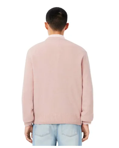 LACOSTE Maglia Uomo AH2916 AI 25/26 Classic Fit a girocollo in jersey di lana cardata 9IG ROSA