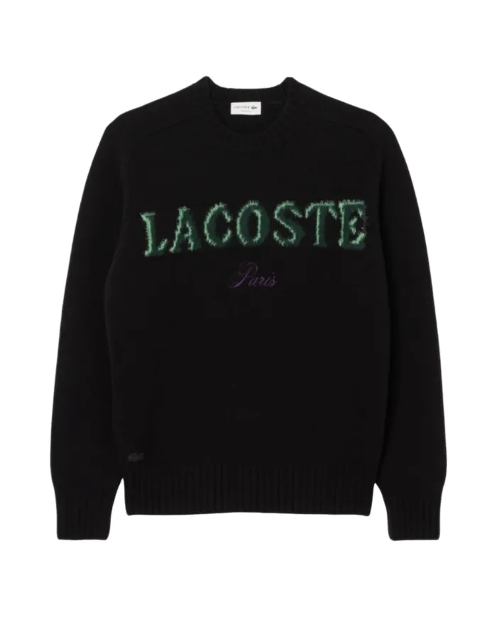 LACOSTE Maglia Uomo AH5202 AI 25/26 lana con ricamo logato XIY NERO/VERDE